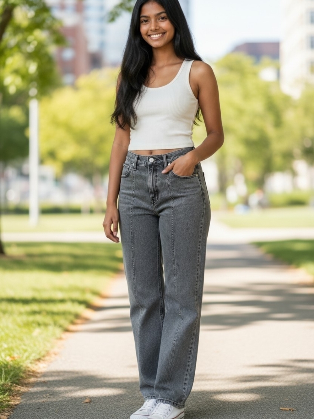 Madewell Straight-Leg Jeans in Washed Gray